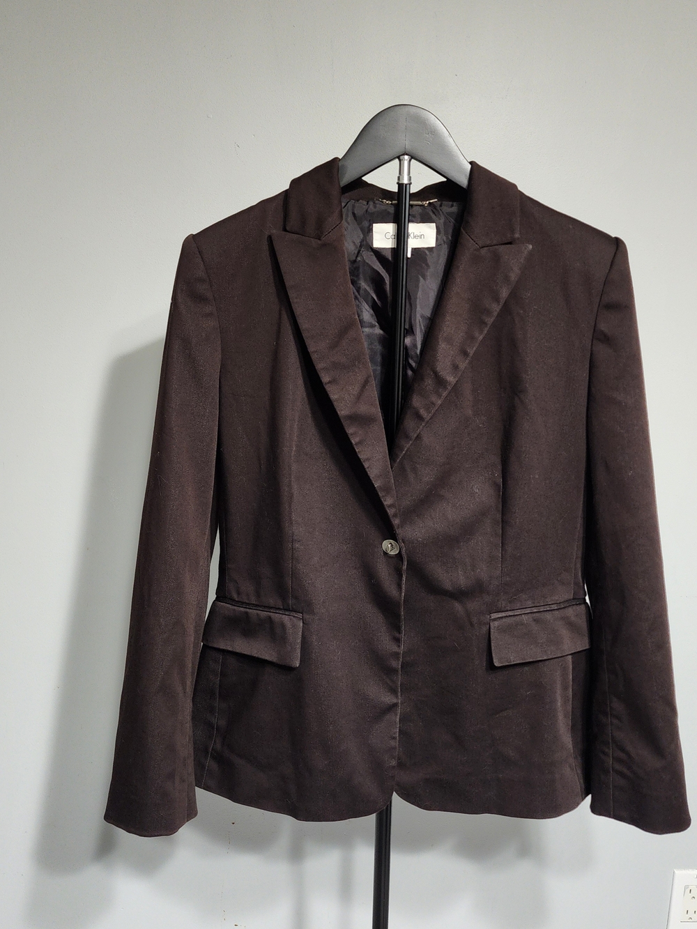 Vintage Calvin Klein Women's Single-unusual Metal Button Blazer in Dark Brown